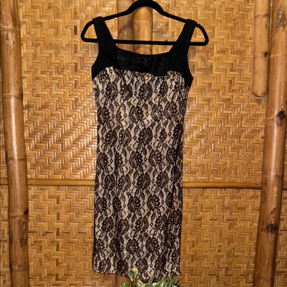 Vintage 60s Black Lace Shift Dress Xs